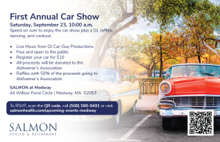 Willows at Medway First Annual Car Show - Saturday, September 23 at 10:00 am