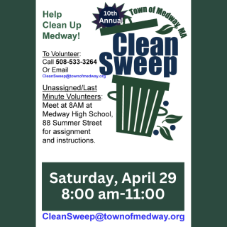Medway's Clean Sweep is Saturday, April 29, 2023