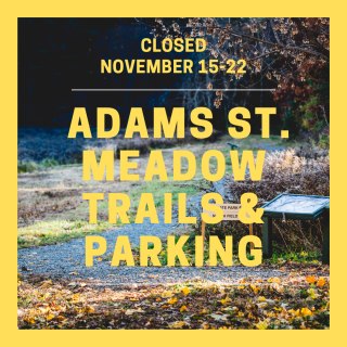 Adams Street Meadow - parking and trails closed from November 15-22 due to completion of the finish coat on the ADA trail