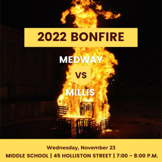 Medway 2022 Bonfire - Wednesday, November 23 7:00 p.m.-8:00 p.m.