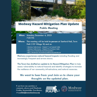 Review and provide comments on updated Hazard Mitigation Plan at Monday, December 4 Select Board Meeting