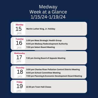 Week at A Glance - January 15-19, 2024