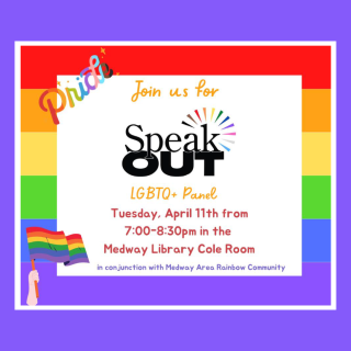 SpeakOut Event at the MedwayPublic Library - April 11 at 7:00 pm