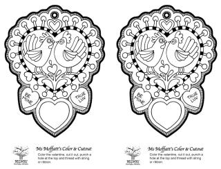 heart shaped Valentine-themed design to be printed, colored, and cut