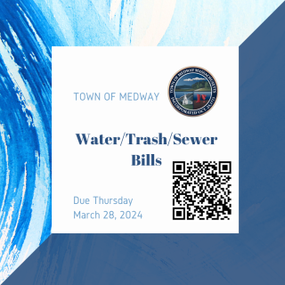 Water/Trash/Sewer bills are due Thursday, March 28, 2024