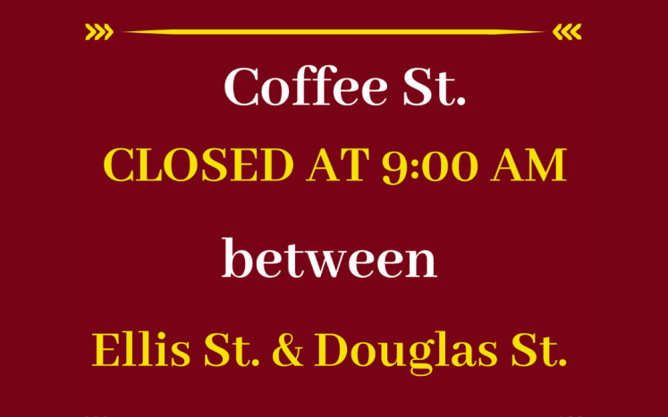 Coffee Street CLOSED at 9:00 a.m. on November 8 - speed bump removal