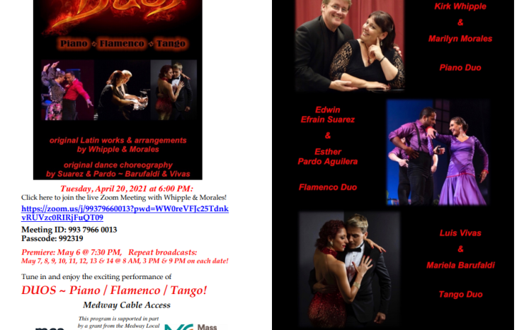 Duos, Piano, Flamenco, Tango - meet the composers on Zoom on April 20th; Watch the exciting performance airing on MCA