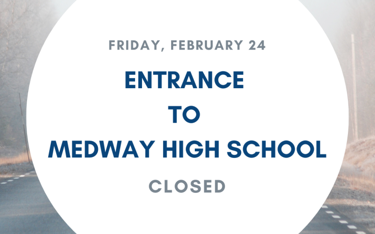 Main Entrance to the High School will be Closed on Friday, February 24